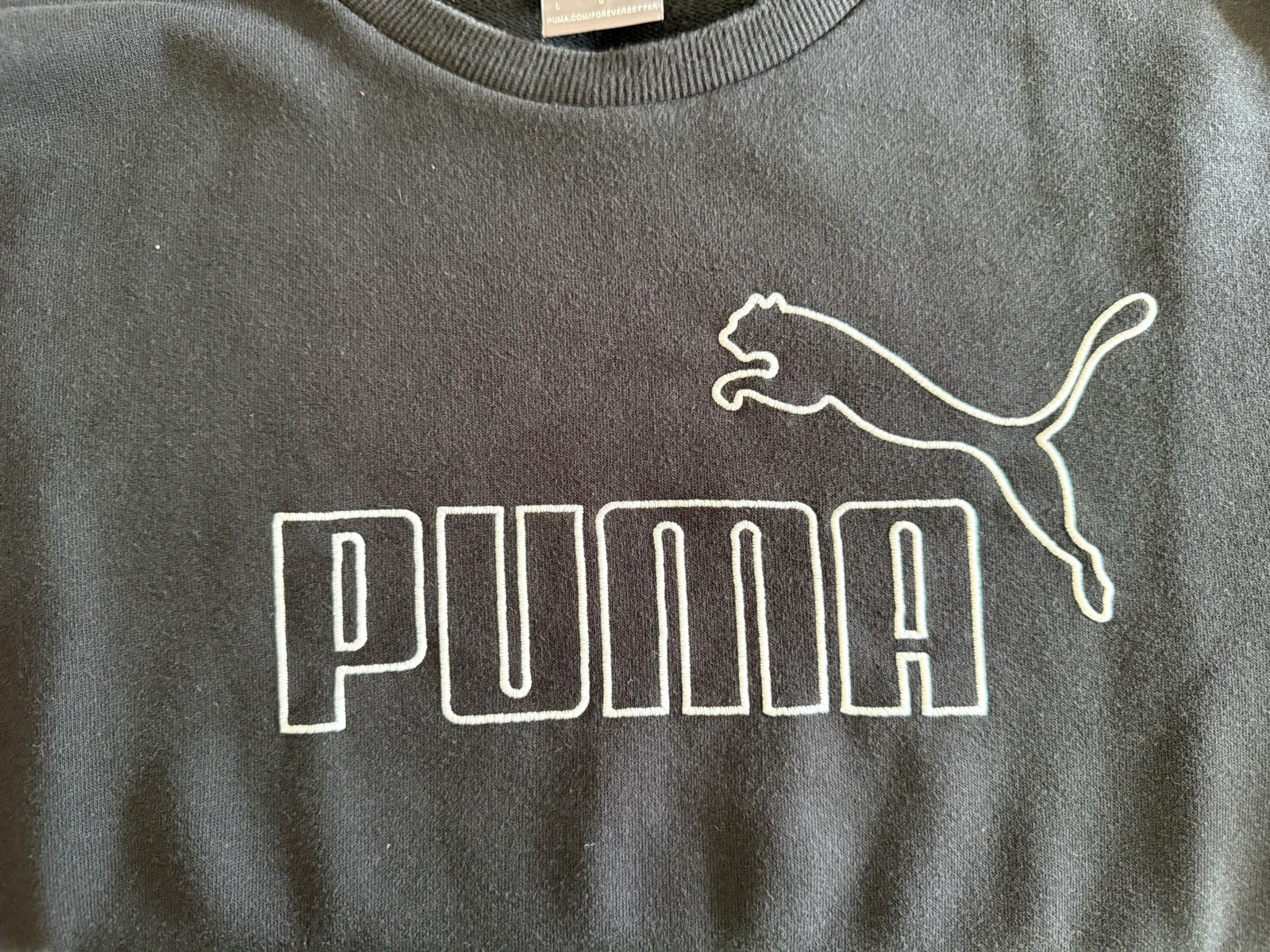 Puma Sweat Homme Noir Taille L – Grand Logo – Très Bon État – photo 4